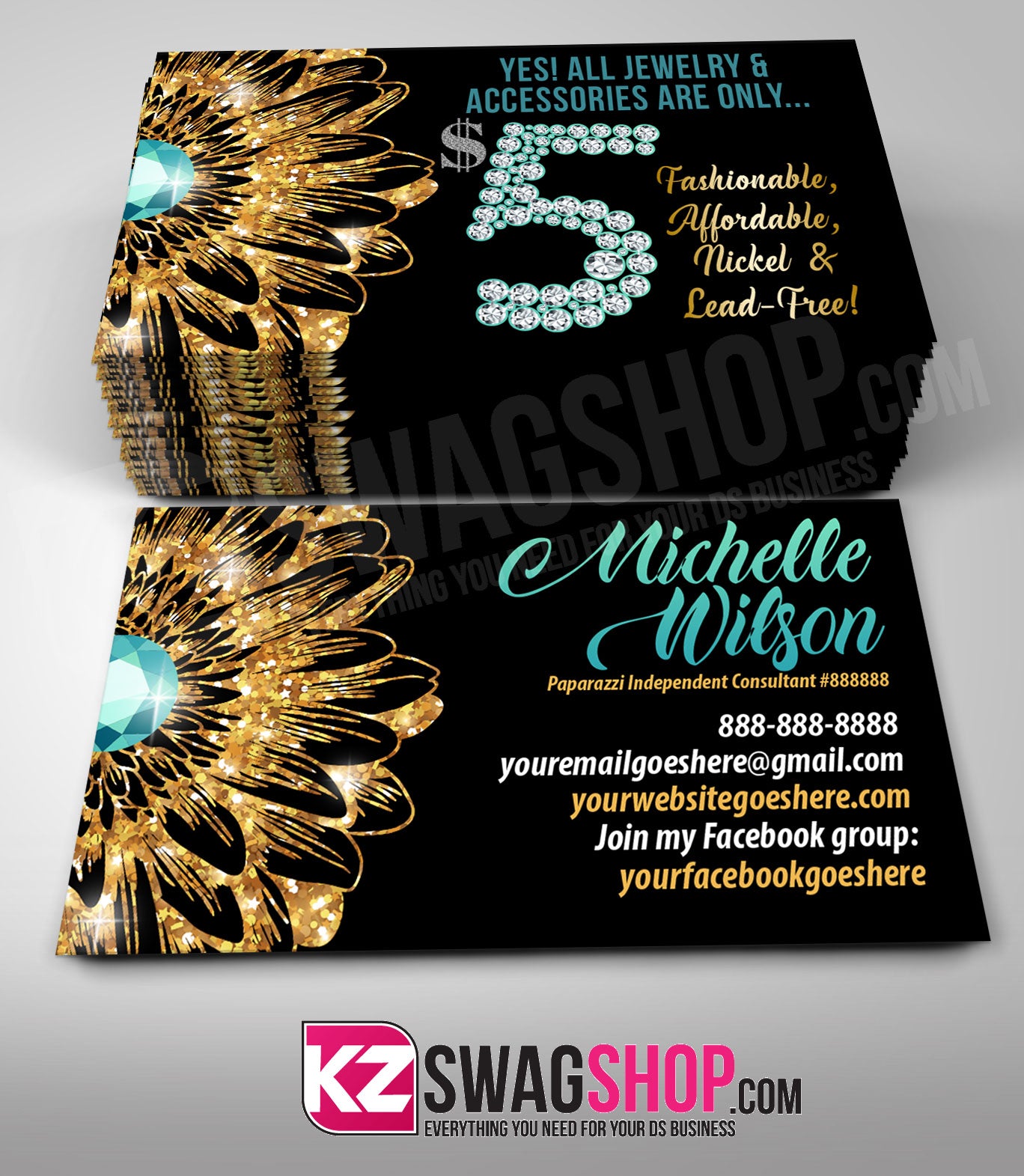 Editable Jewelry Business Cards, Printable Consultant Business Cards — Posh  Park